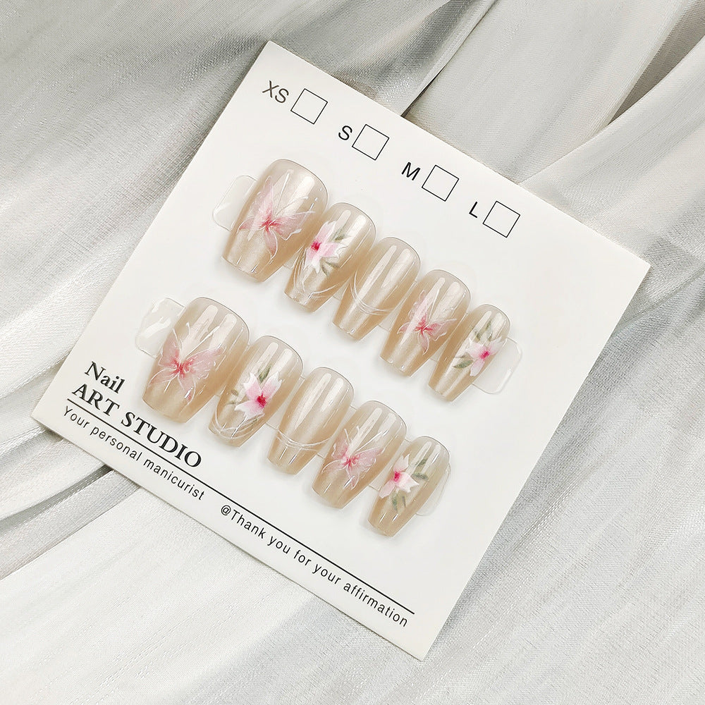 Artificial nail tips with shimmering design Bowlift