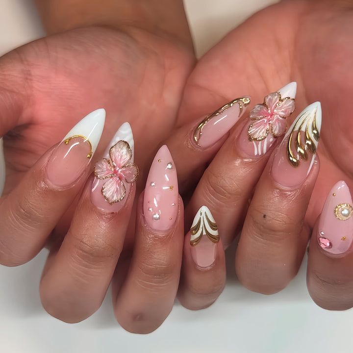Premium Floral Designer Press-On Nails Bowlift