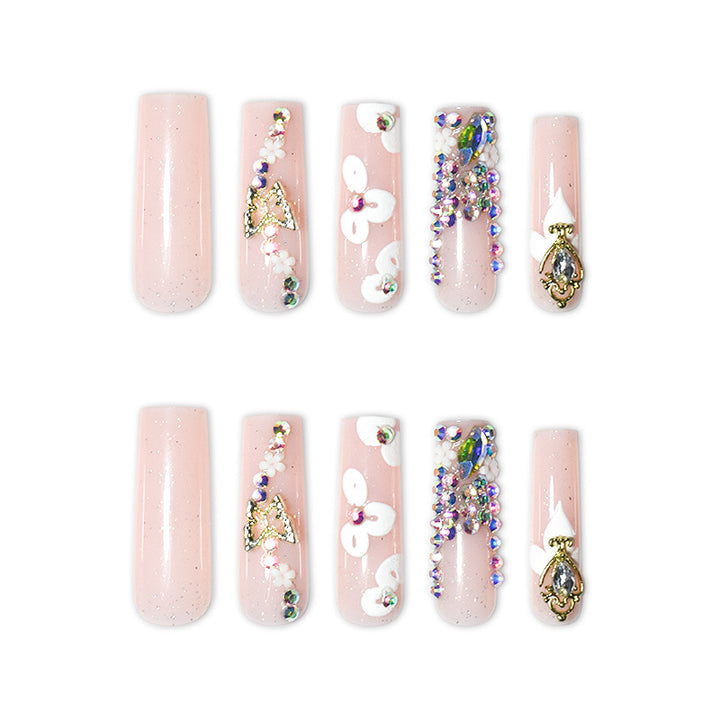 Floral Decorative Press-On Nail Extensions Bowlift