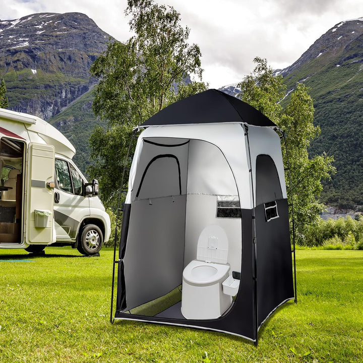 Portable Pop-Up Privacy Shower and Toilet Shelter with Ventilation and Waterproof Canopy Bowlift