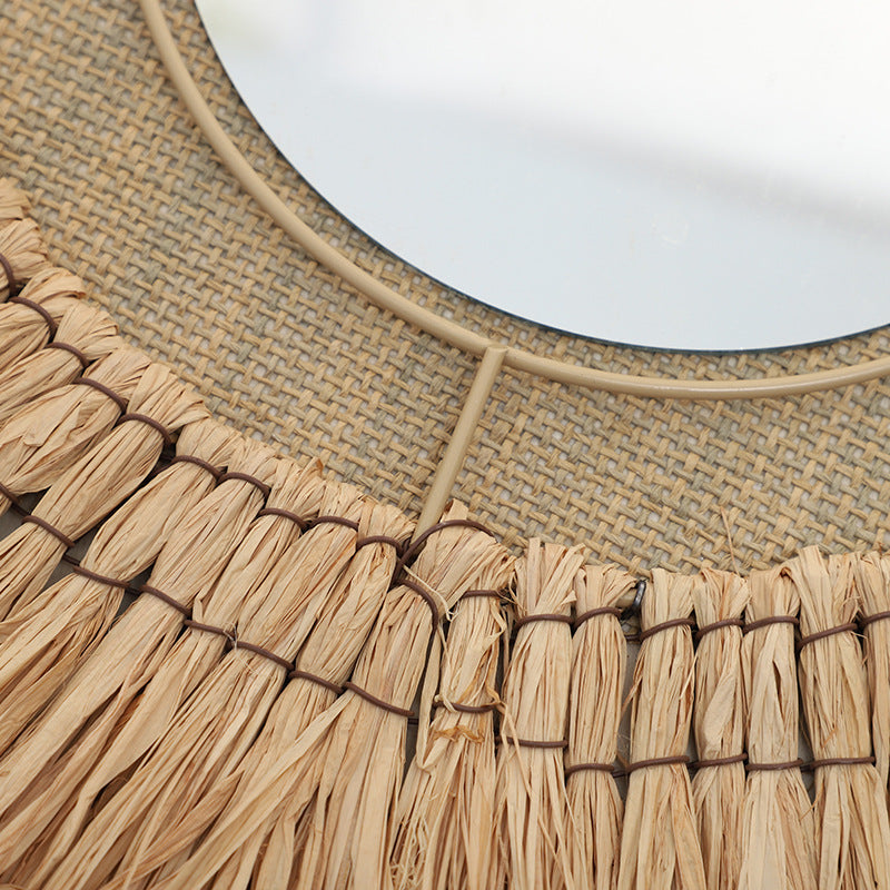 Decorative wall mirror with natural rattan frame Bowlift