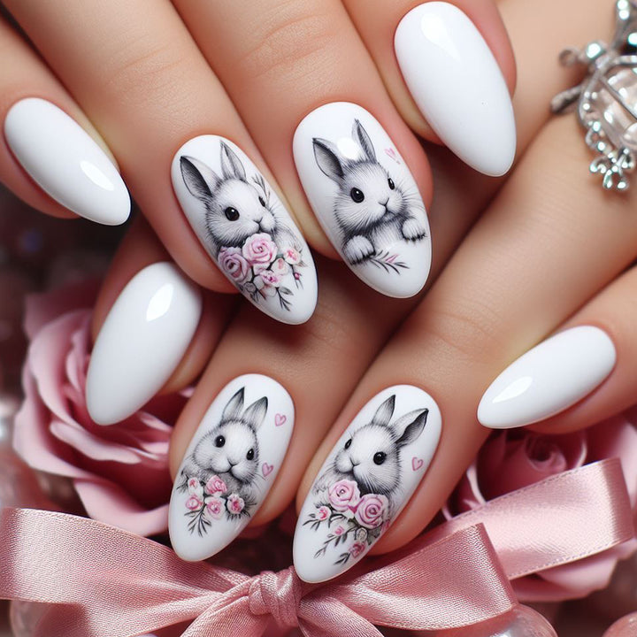 Creative Bunny-Themed Acrylic Nail Art Extensions Bowlift