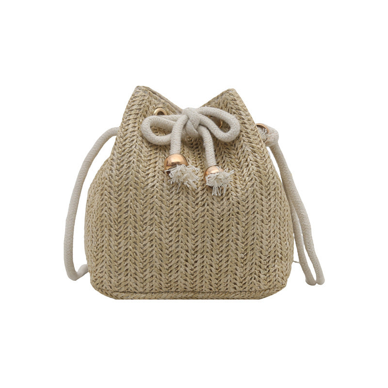 Bohemian Straw Bucket Bag Bowlift