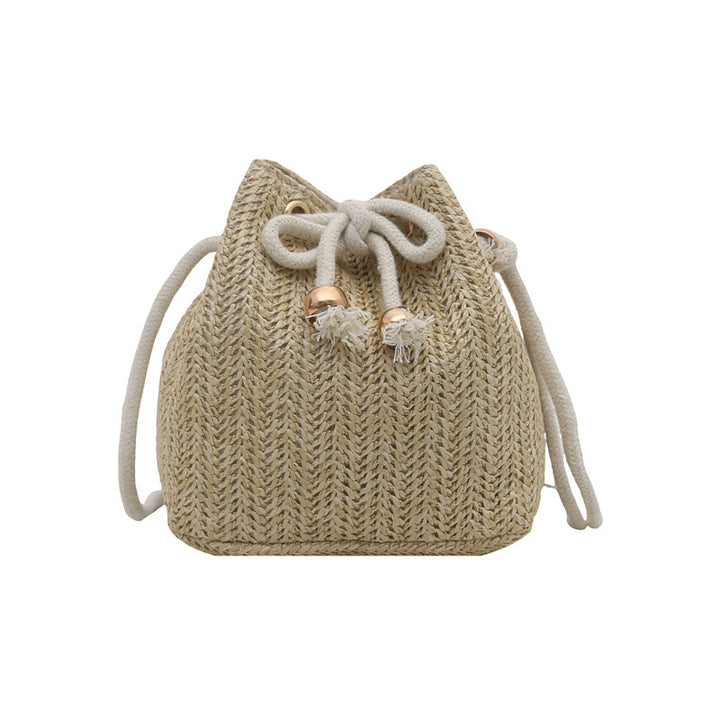 Bohemian Straw Bucket Bag Bowlift