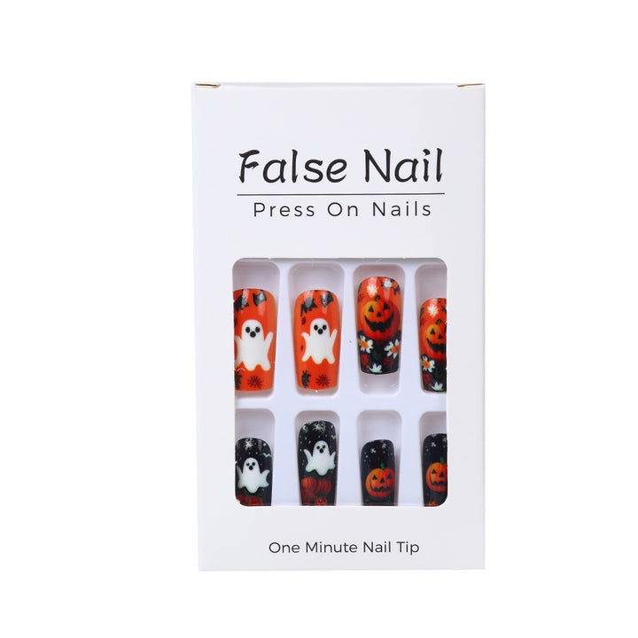 Creative Halloween Art Nails with Ghost and Pumpkin Design Bowlift