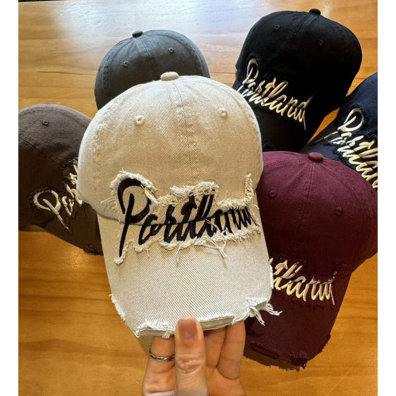 Unisex Distressed Cotton Baseball Cap Bowlift