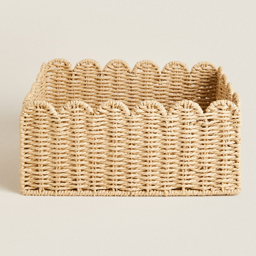 Scalloped Woven Storage Basket Bowlift