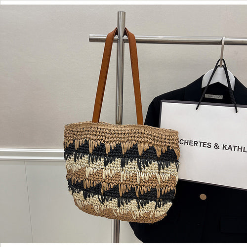 Braided beach bag with leather handles Bowlift