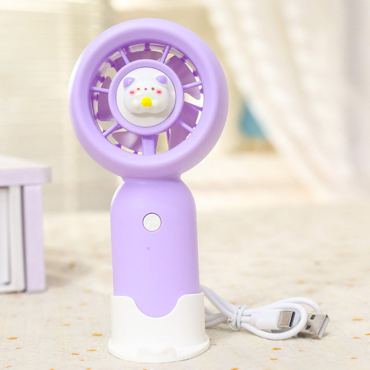 Women Handheld Mini-Fan with USB Charging Function and Ergonomic Design Bowlift