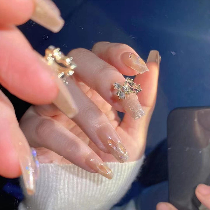 Art nail set with sparkling 3D butterfly decorations Bowlift