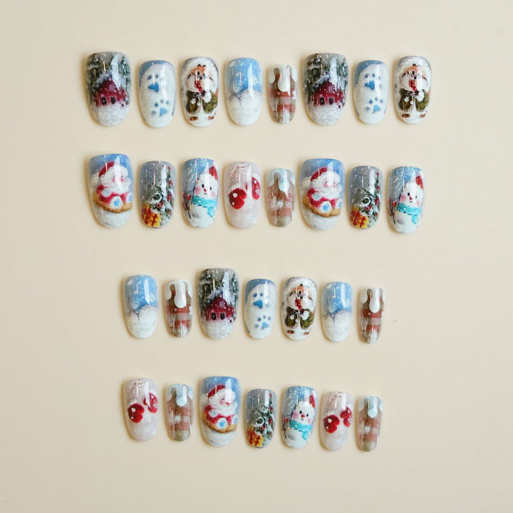 Artistic Press-On Nail Set Bowlift