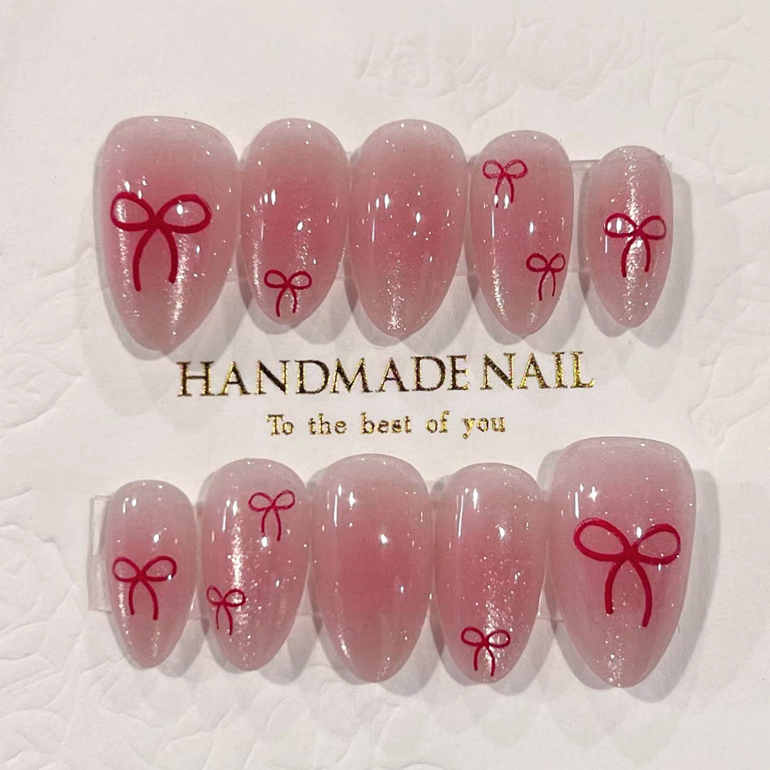 Artificial Nail Art with Bow Motif Bowlift