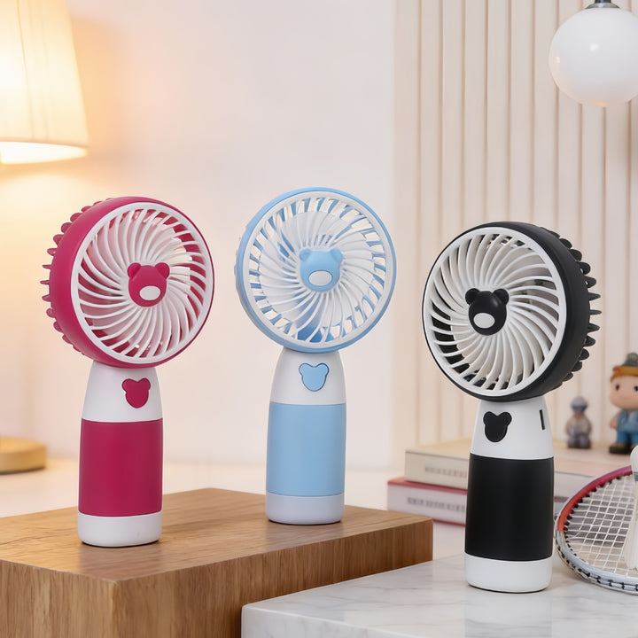 Ladies Portable Hand Fan with Cute Bear Design Bowlift