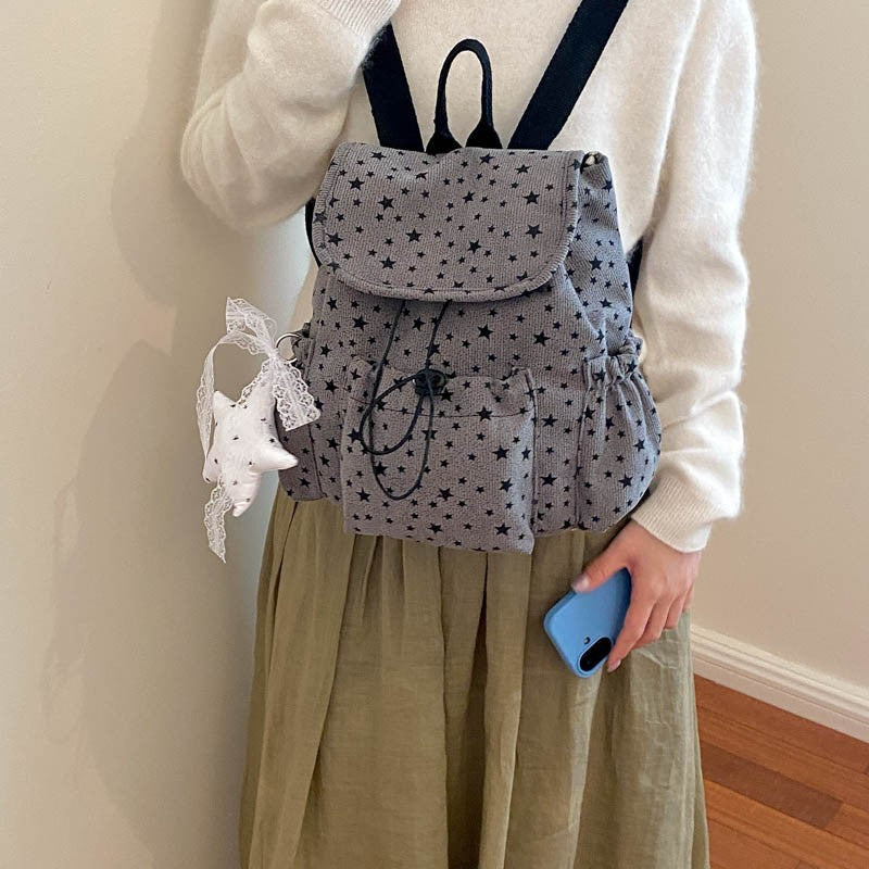 Star-Patterned Casual Drawstring Backpack