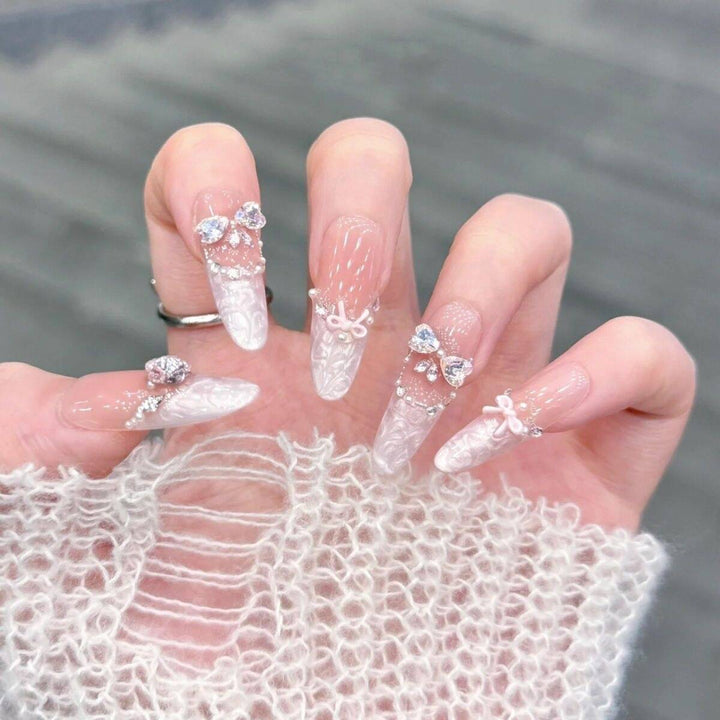 Artistic Press-On Nail Set Bowlift