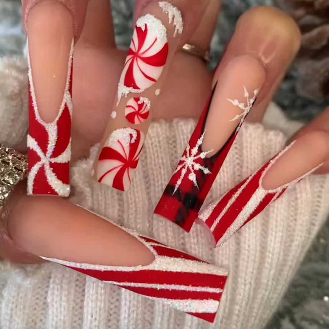 Holiday-Themed Stiletto Nail Art Extensions Bowlift