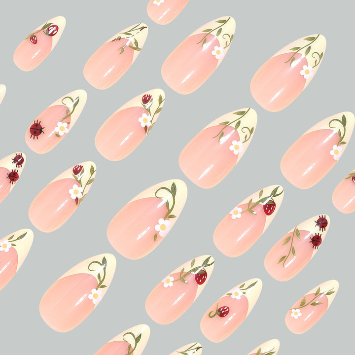 Artistic Floral Stiletto Nail Tips Bowlift