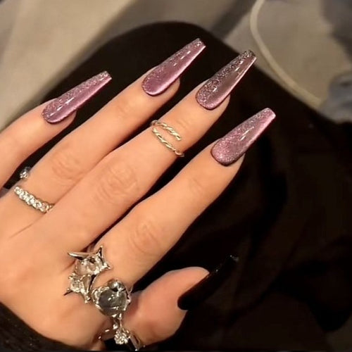 Glittery Long Stiletto Press-On Nail Set Bowlift