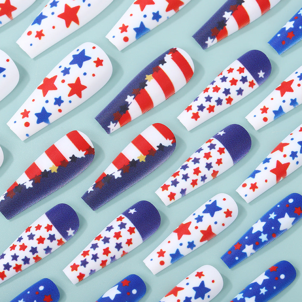 Artificial nails with patriotic star design Bowlift