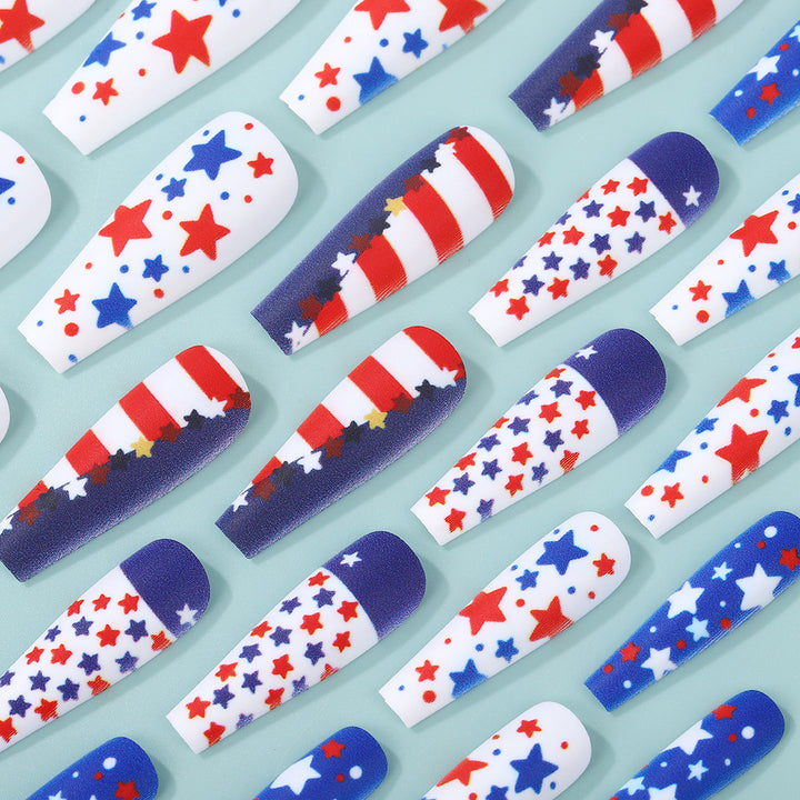 Artificial nails with patriotic star design Bowlift