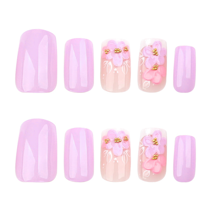 Artful Nail Extensions with Floral Design Bowlift