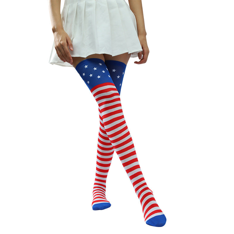 Ladies knee-high stockings with large star pattern, elastic finish and reinforced toe section Bowlift