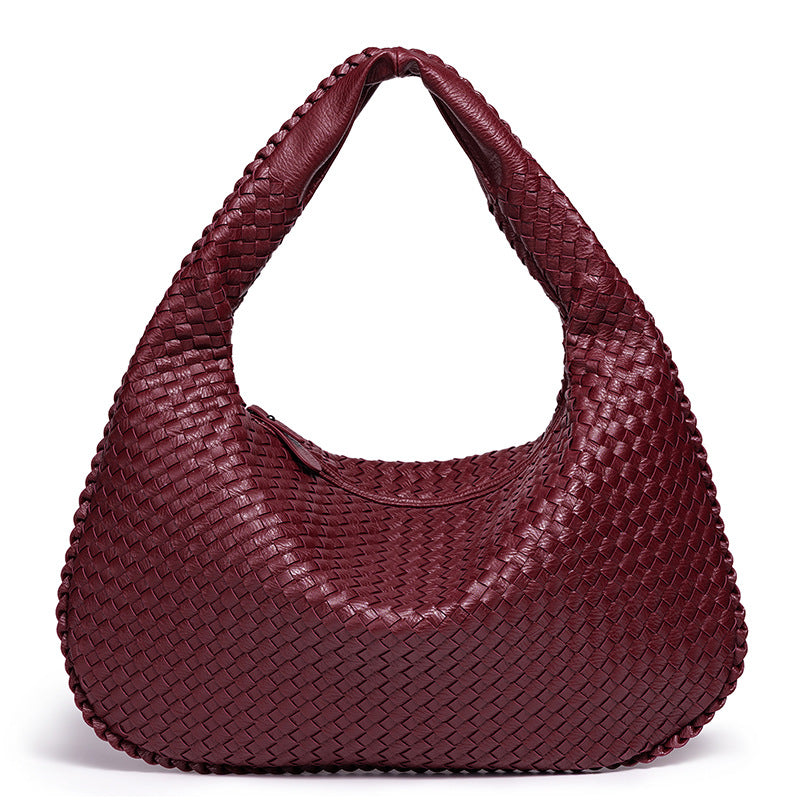 Handcrafted Woven Leather Hobo Bag Bowlift