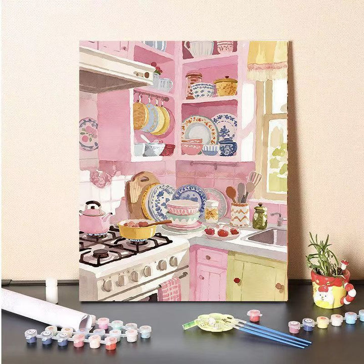 DIY Kitchen Scene Paint by Numbers Canvas Art Bowlift