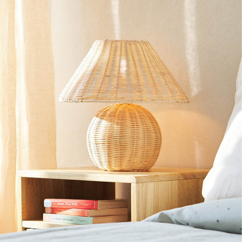 Handcrafted Rattan Table Lamp Bowlift