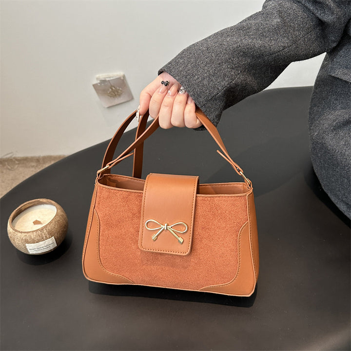 Stylish Faux Suede Handbag Bowlift