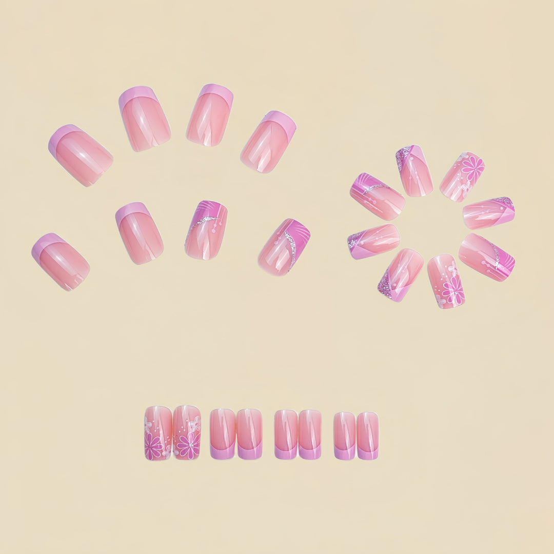 Floral Acrylic Press-On Nail Art Bowlift