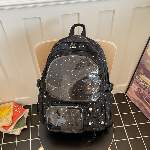 Cosmic-Themed Multi-Pocket Backpack