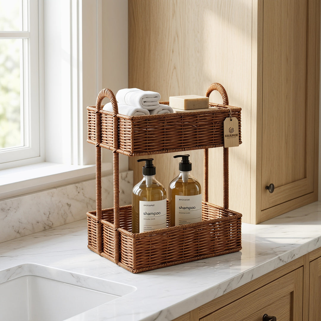 Bathroom shelf entirely made of rattan Bowlift
