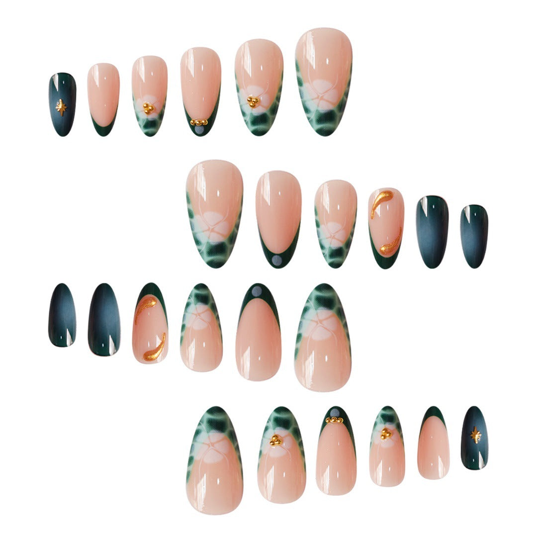 Elegant Abstract Floral Press-On Nail Extensions Bowlift