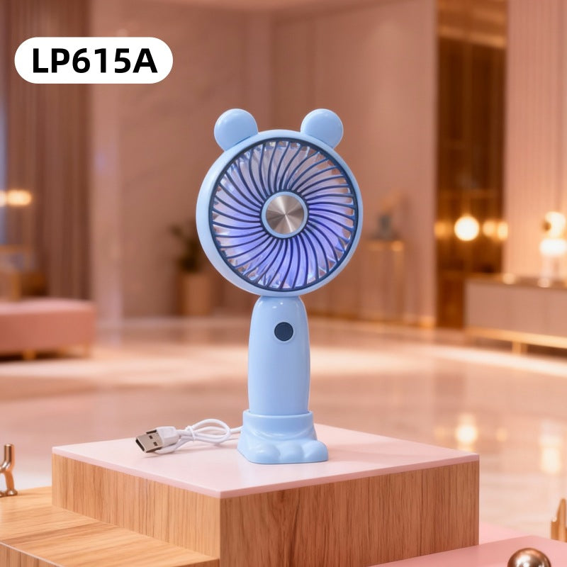 Women portable mini fan with LED light effects and ergonomic design Bowlift