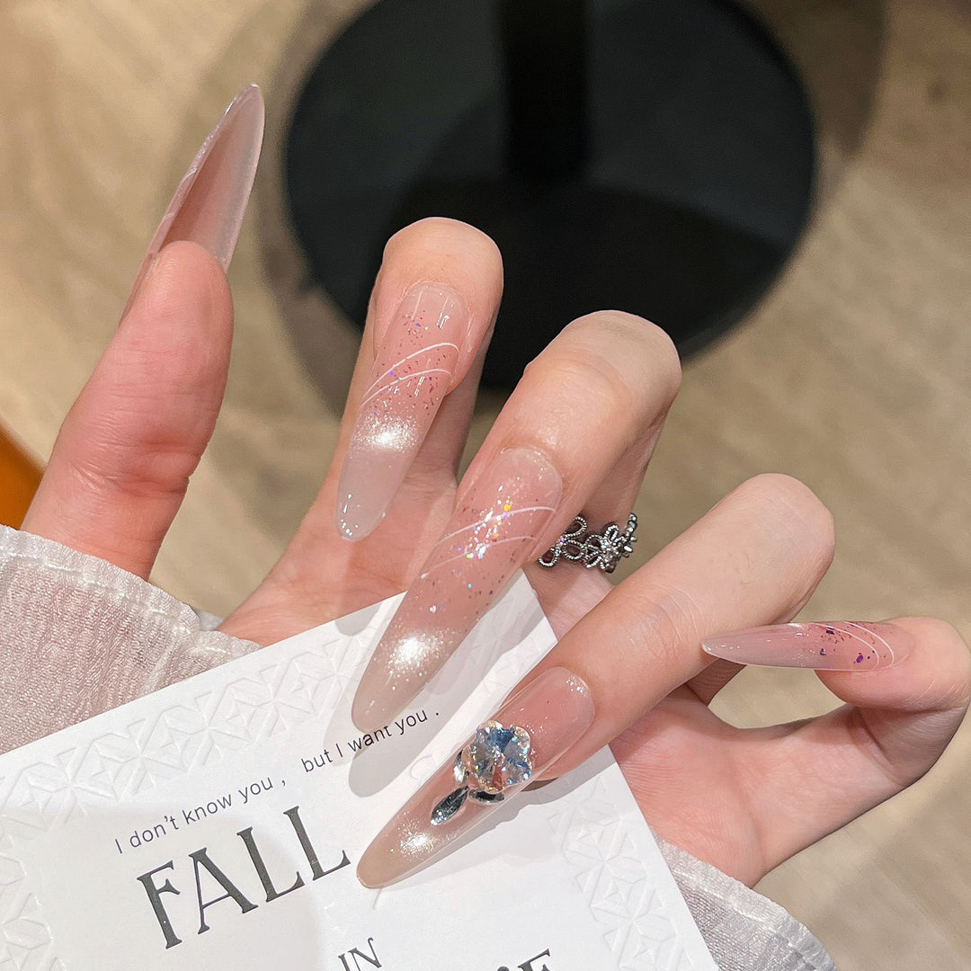 Decorative Gem-Embellished Press-On Nails Bowlift