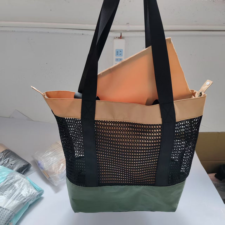 Airy Beach Bag with Large Storage and Mesh Design Bowlift