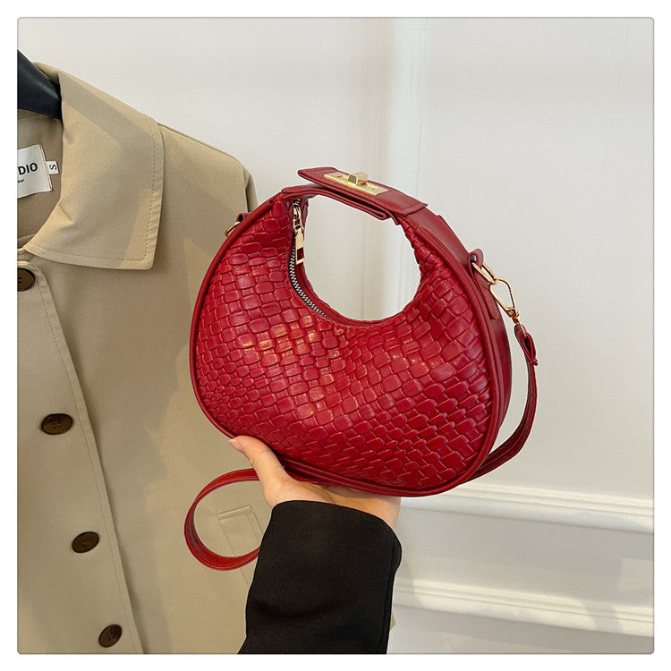 WoTextured Leather Hobo Bag Bowlift