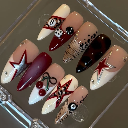Artistic Stiletto Press-On Nail Set with Unique Designs Bowlift