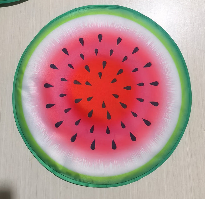 Unisex nano round beach towel made of microfiber with citrus slice pattern and sand-free design Bowlift