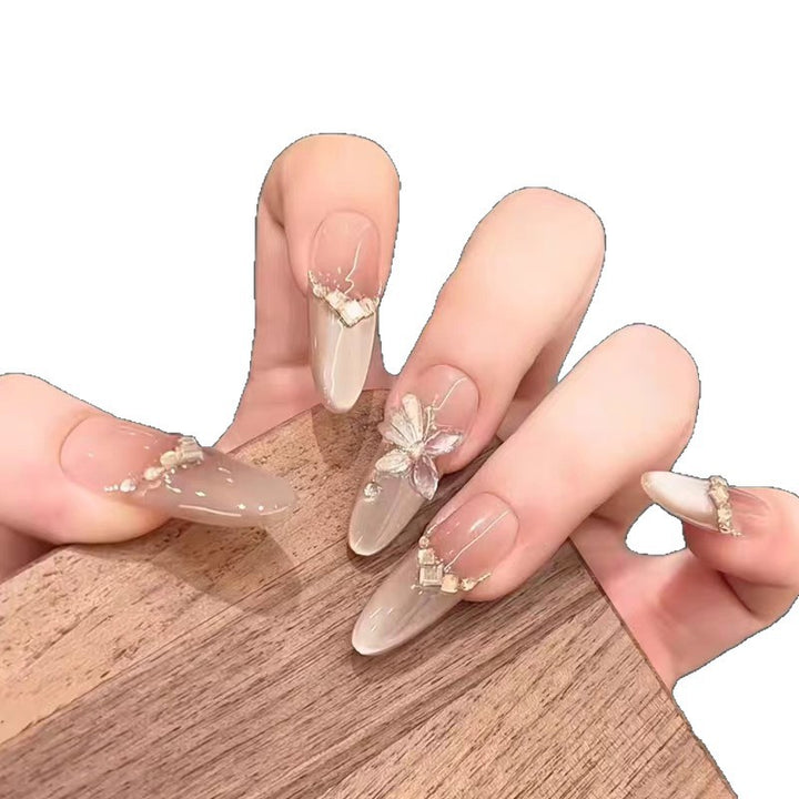 Glamorous Rhinestone-Embellished Press-On Nail Set Bowlift