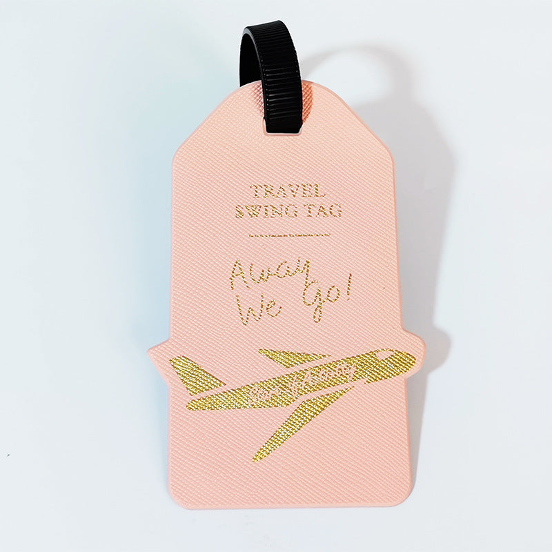 premium travel luggage tag with embossed airplane motif Bowlift
