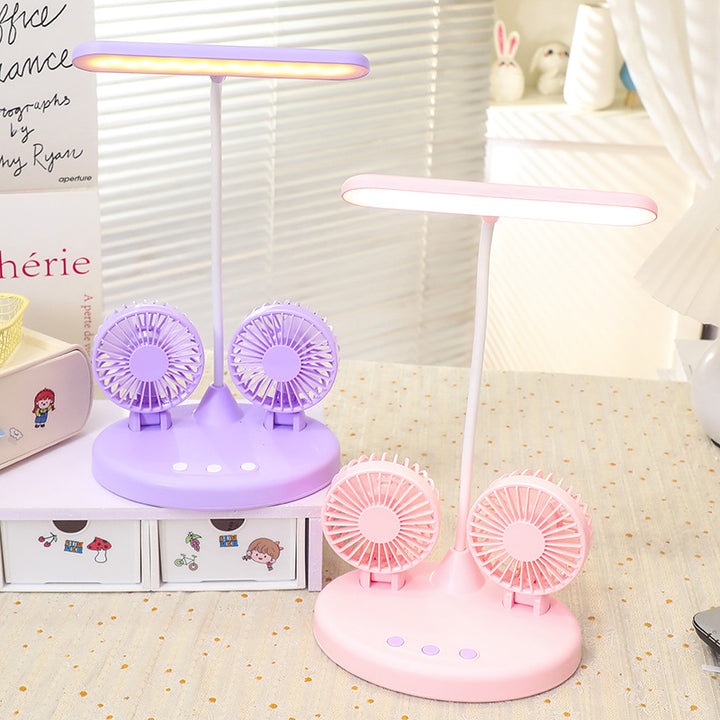 Women Multifunctional Table Fan with Integrated LED Lighting Bowlift