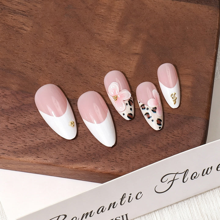 Elegant Floral Acrylic Press-On Nail Set Bowlift
