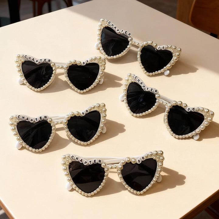 Pearl-Accented Heart-Shaped Sunglasses Bowlift