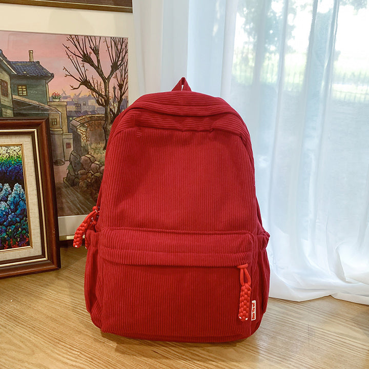 Textured Corduroy Laptop Backpack Bowlift