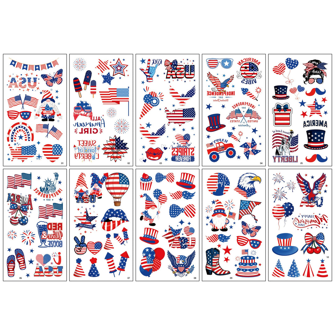 Unisex nan patriotic multiple sticker sheets with USA symbols and self-adhesive vinyl Bowlift