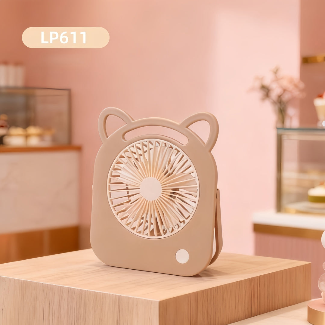 Ladies Portable Mini Table Fan with Cute Character Design Bowlift
