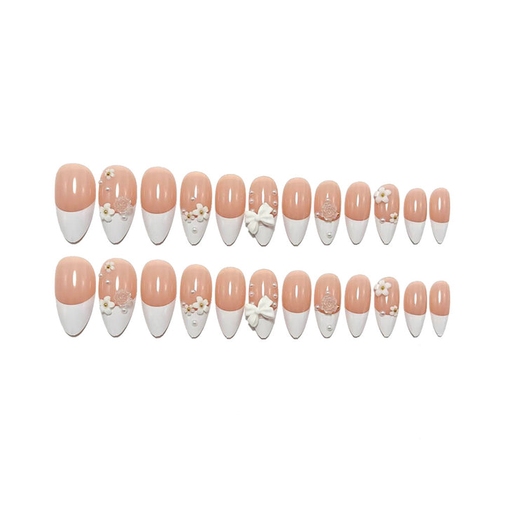 Artificial nails with elegant flower decoration Bowlift