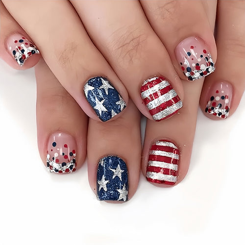 Artificial nails with patriotic motif Bowlift